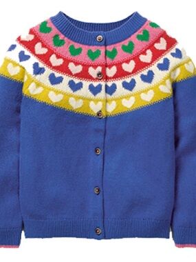 Mini Boden Heart Pattern Cardigan Sweater Sz 6-7